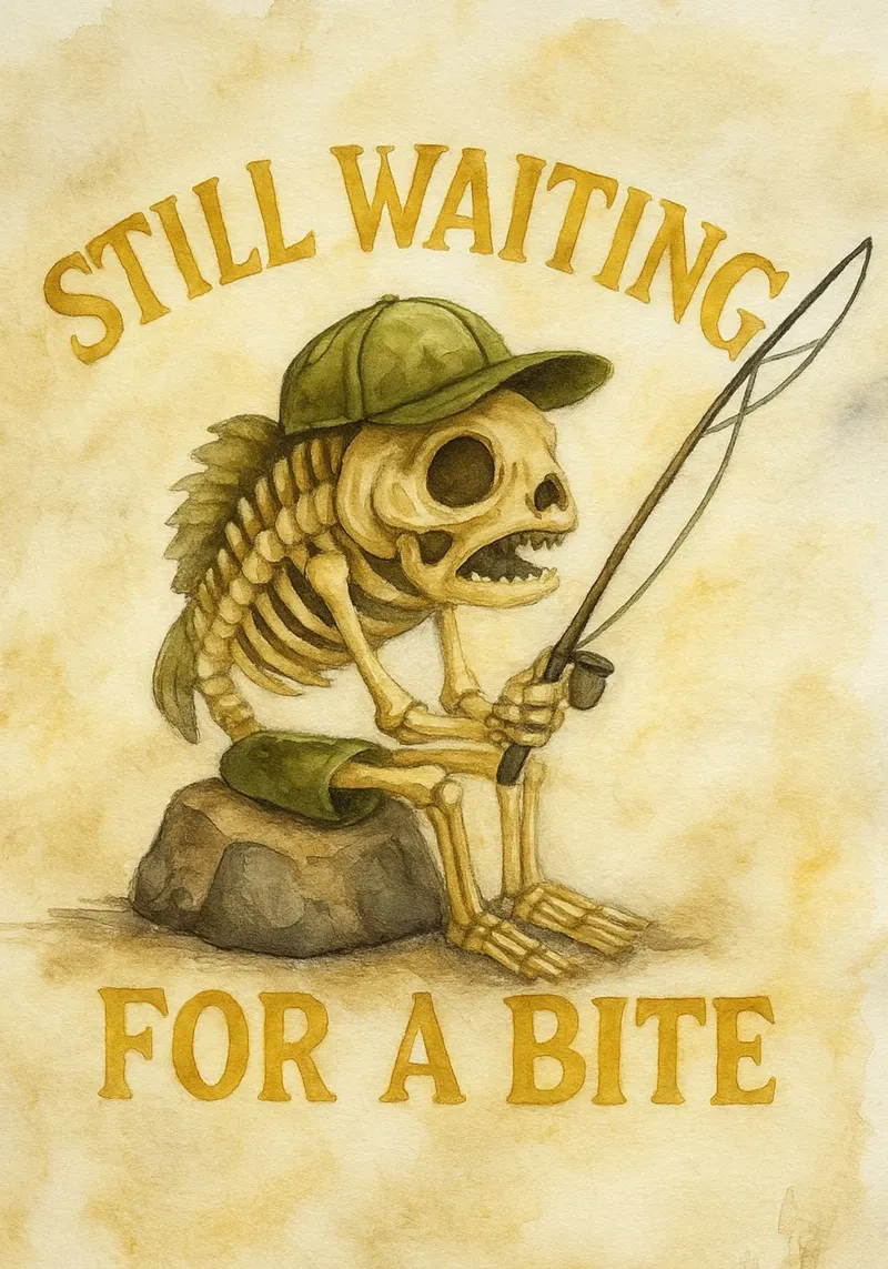 still waiting for a bite funny fishing fish canvas with Floater frame by tanabaroo