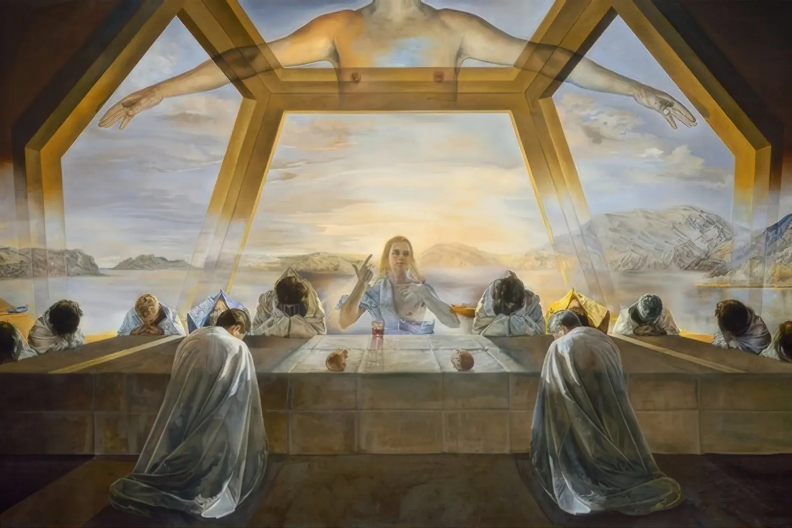 Il sacramento dell'ultima cena 1955 - salvador daly tela con Cornice a cassetta da Rayretr
