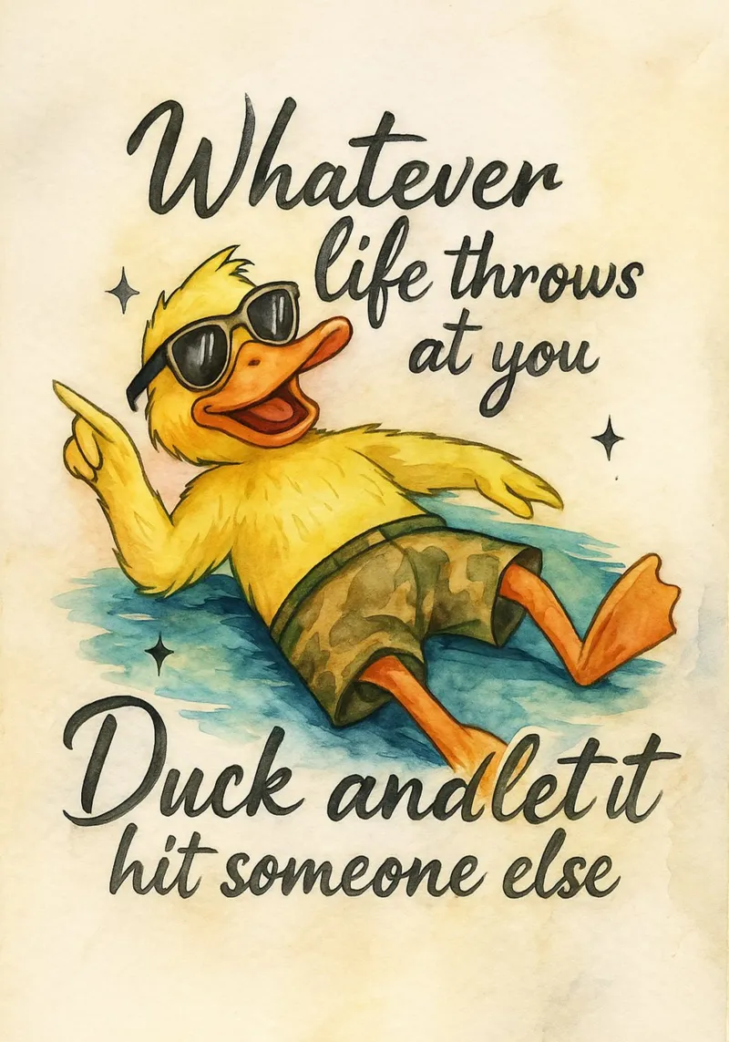 whatever life throws at you funny duck canvas with Floater frame by tanabaroo