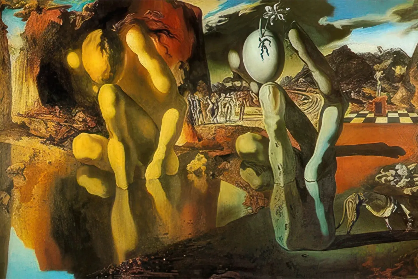 The Metamorphosis of Narcissus salvador daly canvas with Floater frame by Rayretr