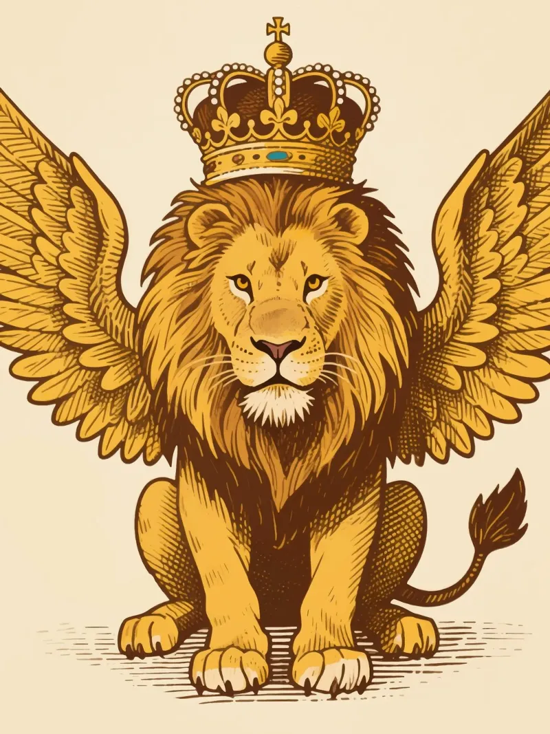 King Lion Winged Leinwand mit Schattenfugenrahmen von knowledge