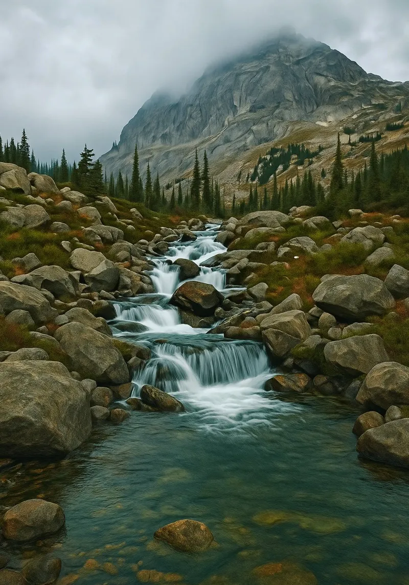 corallo in un piccolo fiume panorama naturale poster con telaio in plastica da chinerei