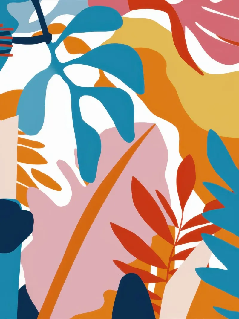 Terracotta bladerdans canvas met Baklijst van Enter Bloom