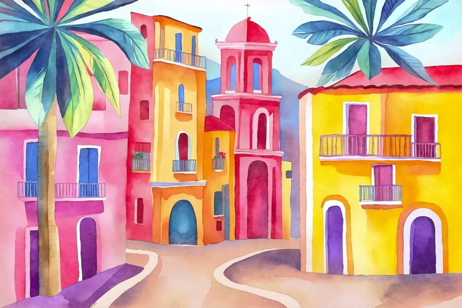 Colori tropicali del Sud - Acquerello poster con telaio in plastica da Andrea Haase Modern Home