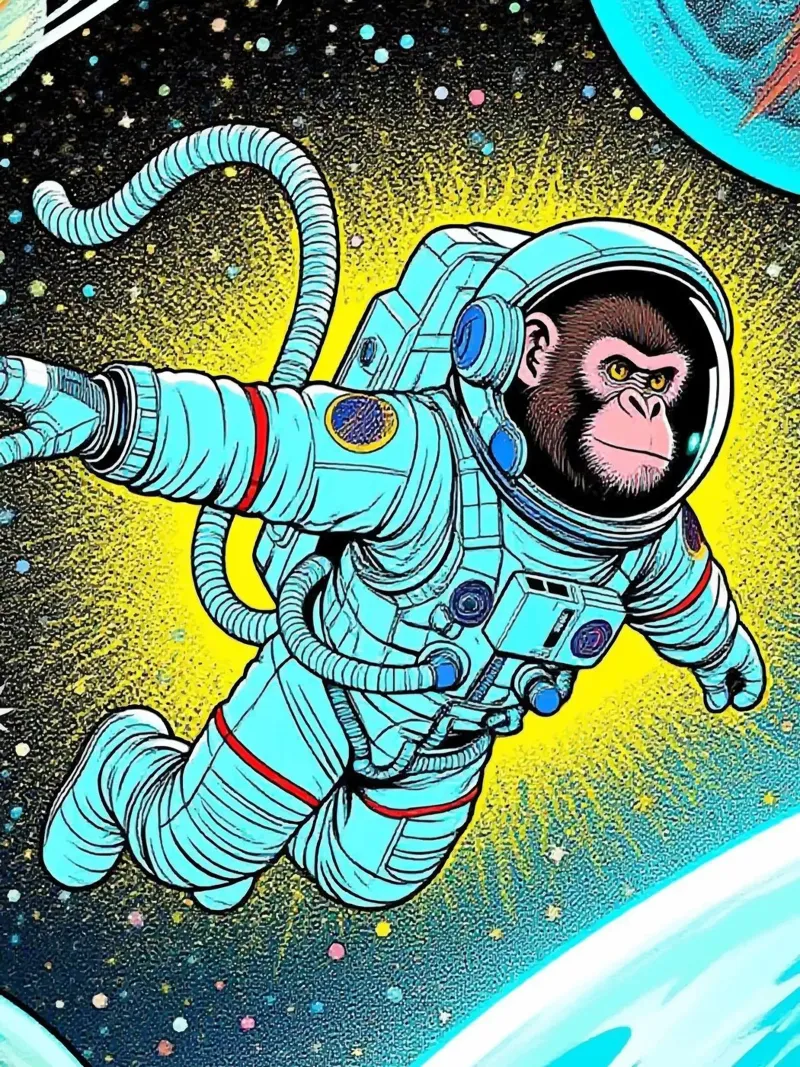 Monkey Astronaut canvas with Floater frame by knowledge