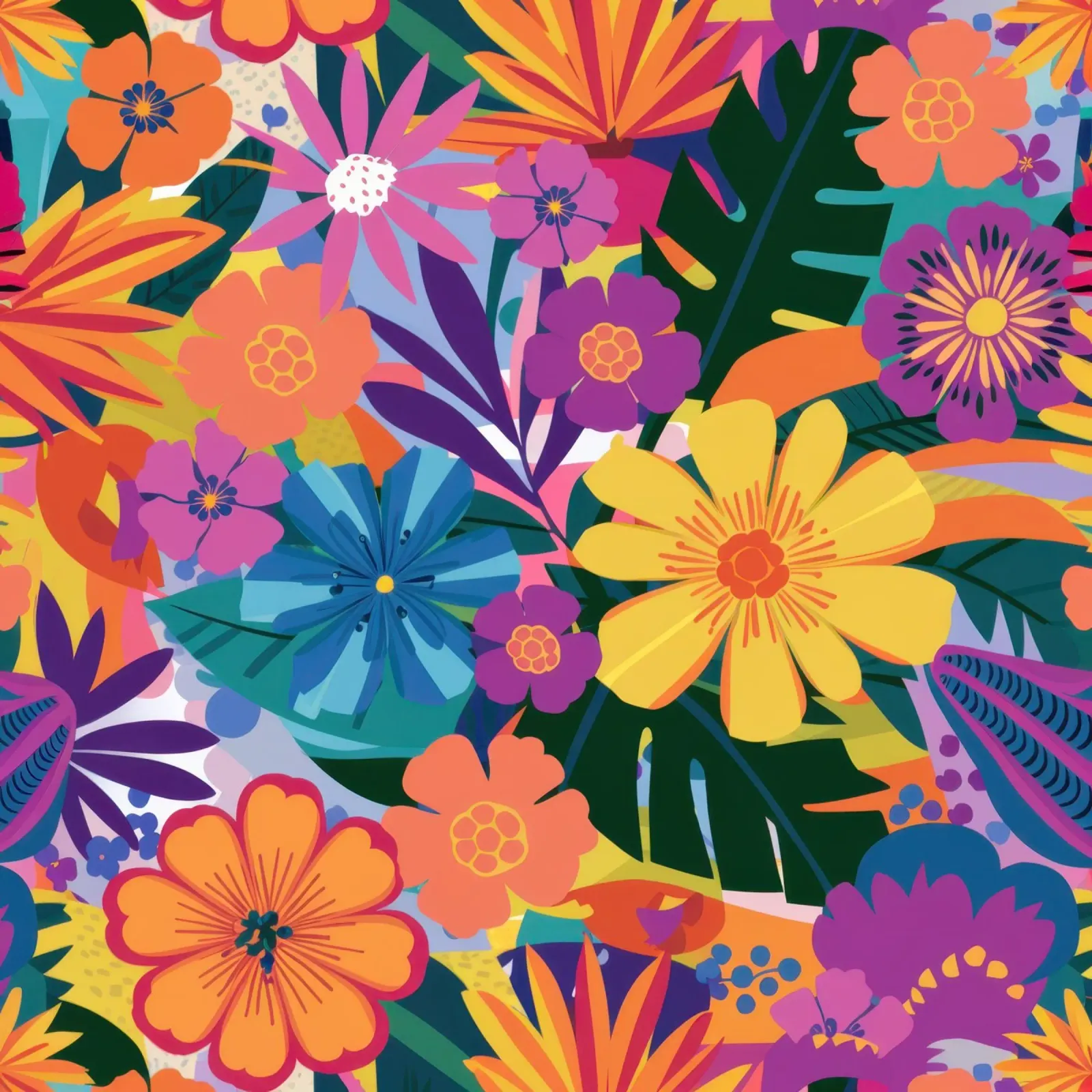 Levendige bloemenchaos canvas met Baklijst van Sure Paint