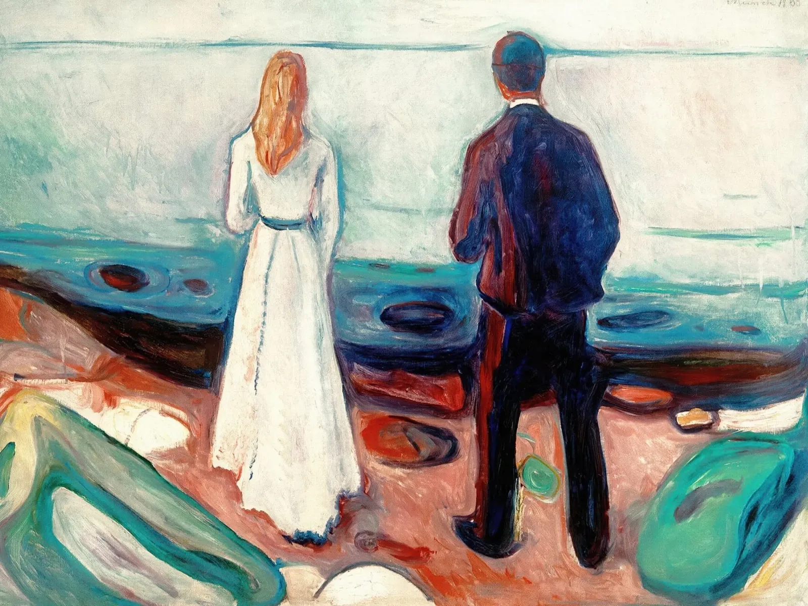 Dos seres humanos. Los Solitarios de Edvard Munch poster de Slowlylow