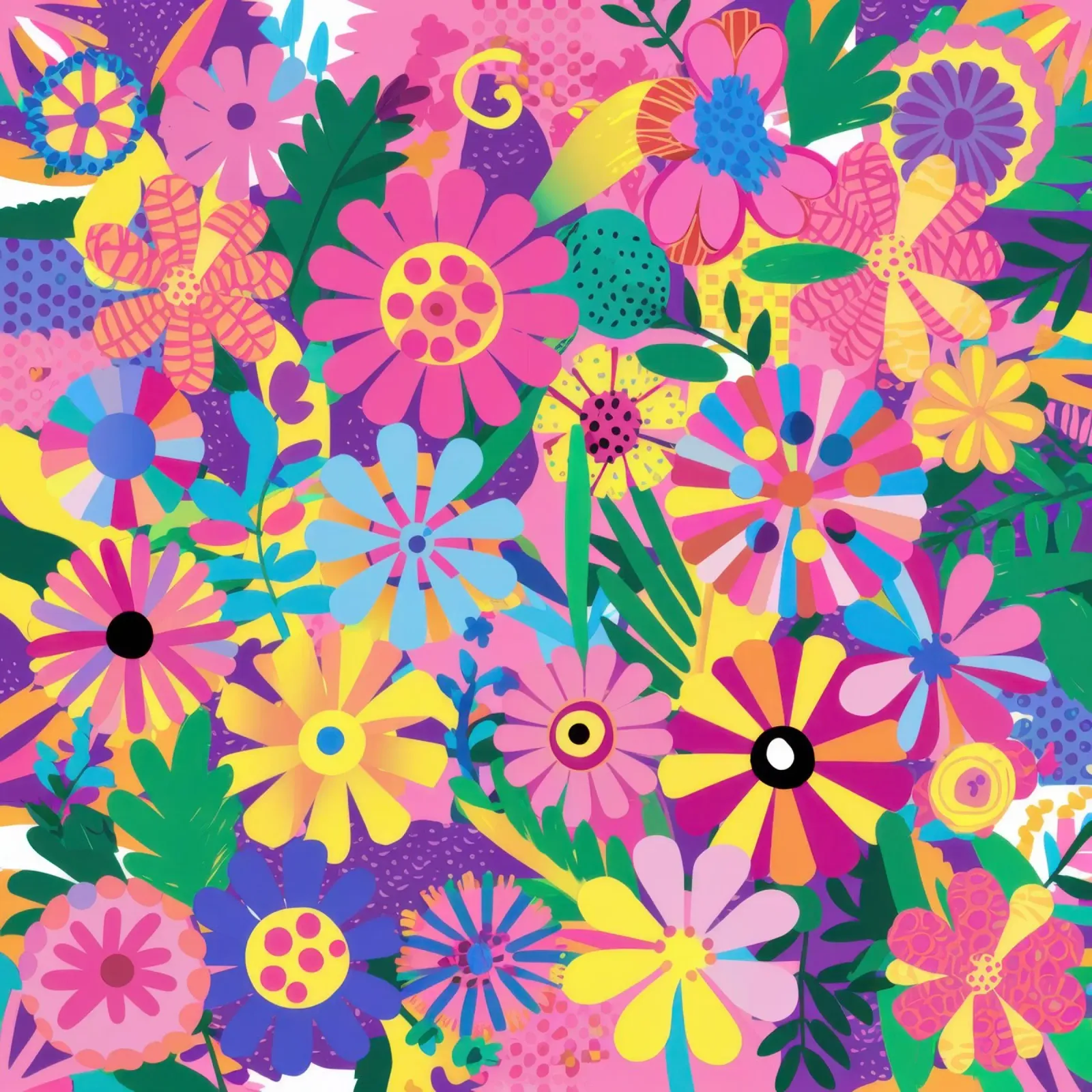 Kaleidoscopic Flower Burst canvas with Floater frame by Sure Paint