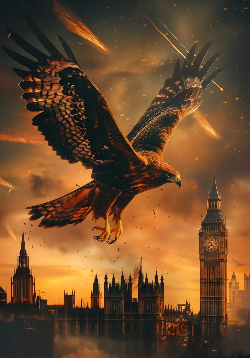 Eagle Londen mystieke fantasy kunst canvas met Baklijst van WILD ART