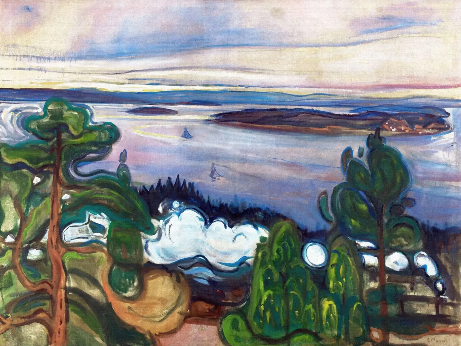 Fumo di treno di Edvard Munch poster con telaio in legno da Slowlylow