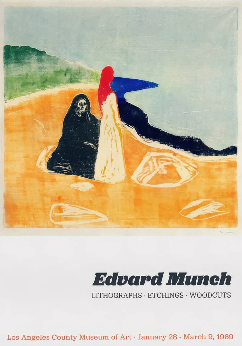 Edvard Munch - Due donne sulla spiaggia poster con telaio in legno da Slowlylow
