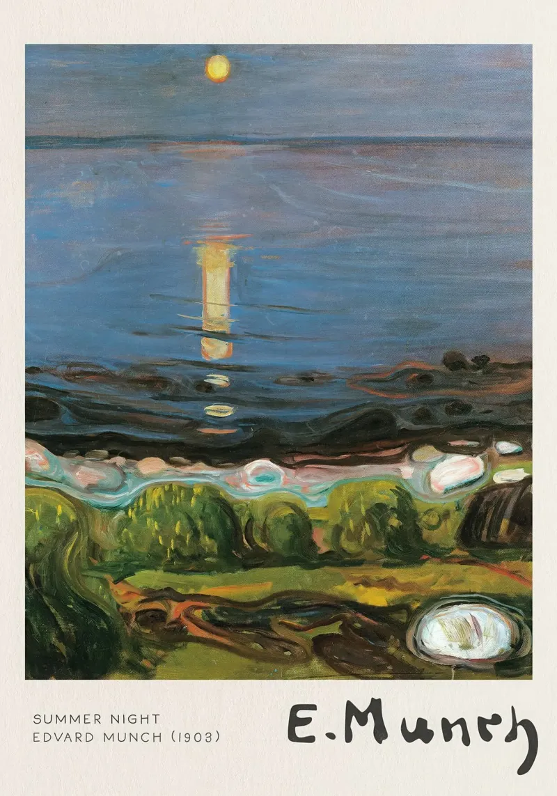 Notte d'estate di Edvard Munch poster da Slowlylow