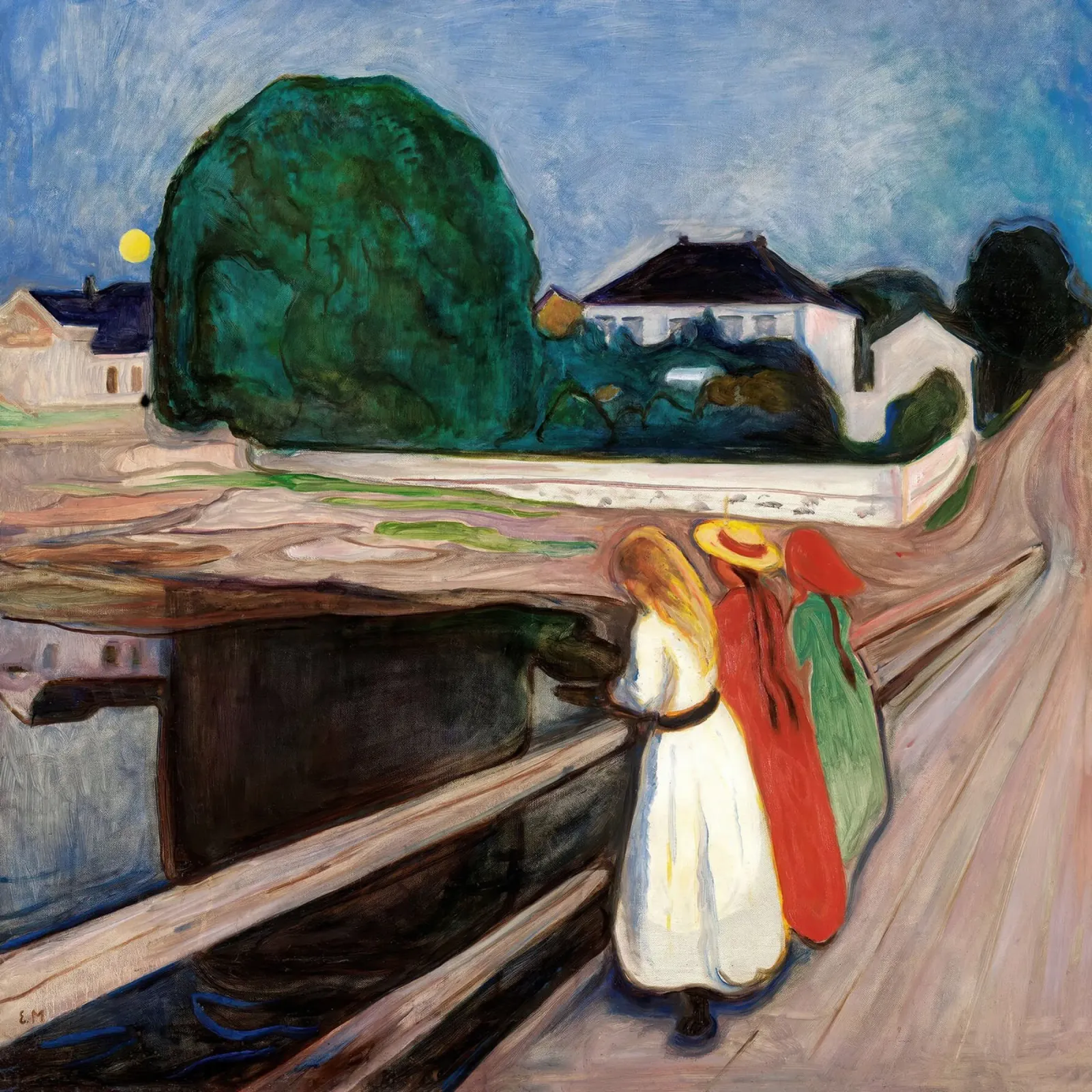 Le ragazze sul ponte di Edvard Munch poster con telaio in alluminio da Slowlylow