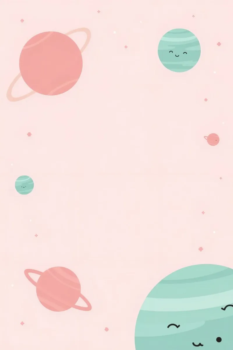 Cute Cartoon Planets and Stars on Light Pink Background canvas with Floater frame by DesignDoodle