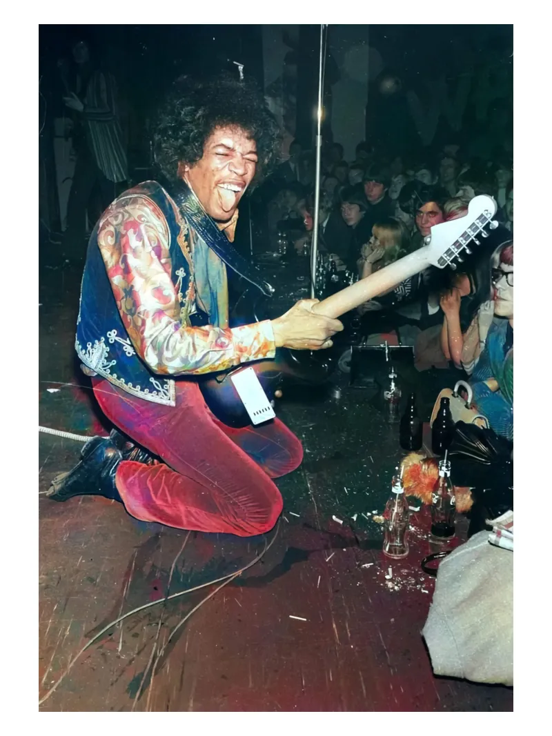 Ritratto d'epoca del concerto di Jimi Hendrix tela con Cornice a cassetta da leguesdreams