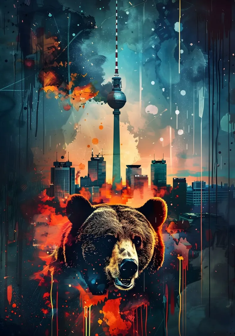 Orso di Berlino torre televisiva arte mistica e fantasy tela con Cornice a cassetta da WILD ART