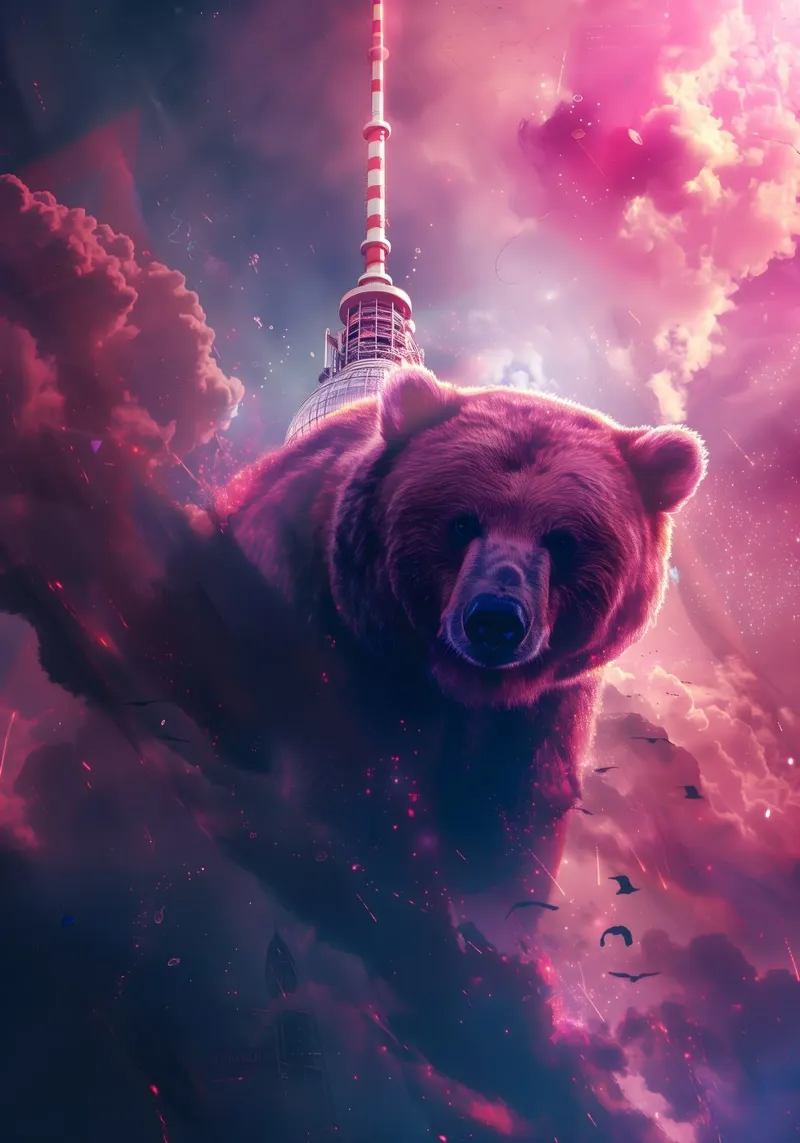 Orso di Berlino torre televisiva arte mistica e fantasy tela con Cornice a cassetta da WILD ART