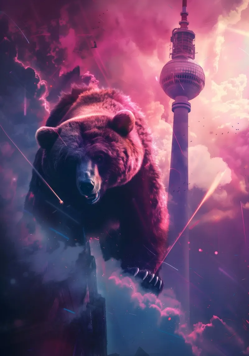Orso di Berlino torre televisiva arte mistica e fantasy tela con Cornice a cassetta da WILD ART