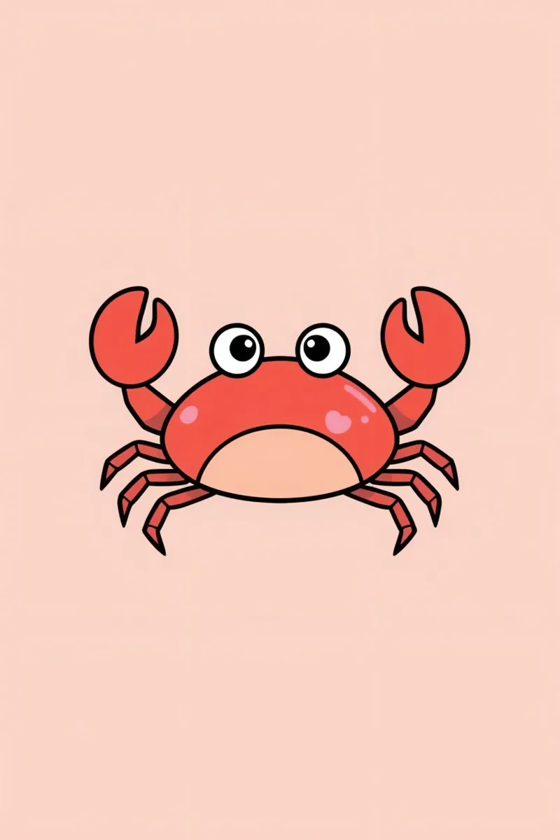 Cute Happy Cartoon Red Crab on Peach Background poster by DesignDoodle