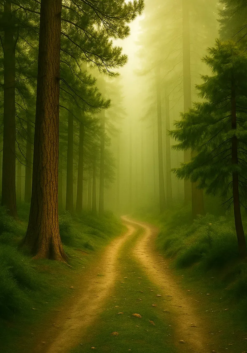 pad midden in het bos natuurpanorama canvas met Baklijst van chinerei