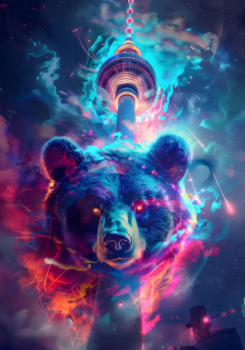 Orso di Berlino arte mistica e fantasy tela con Cornice a cassetta da WILD ART