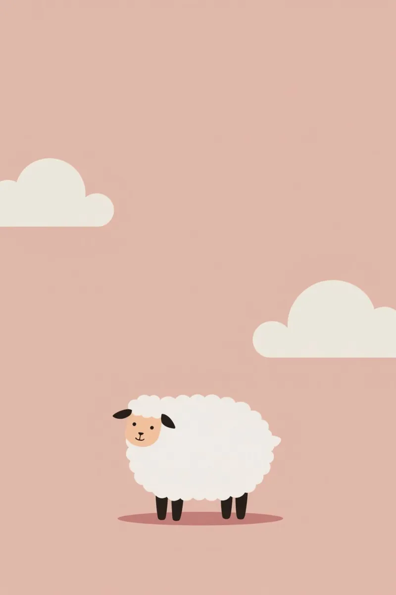 Pecore carine e nuvole su sfondo rosa poster da DesignDoodle
