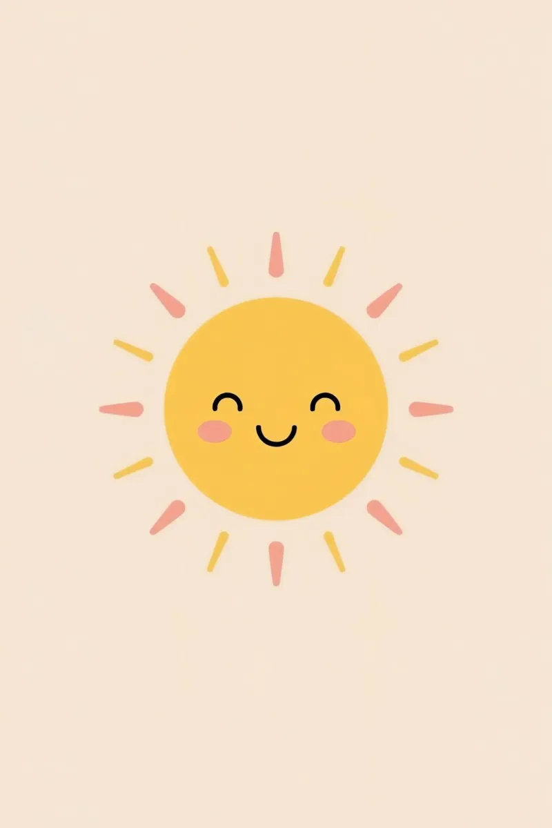 Sole felice e carino poster con telaio in legno da DesignDoodle