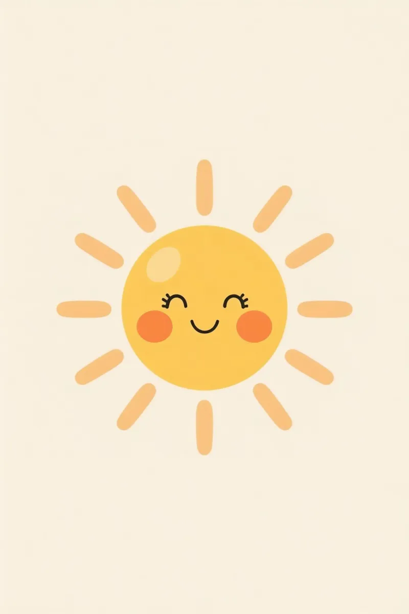 Mignon soleil heureux avec visage timide joues rouges toile avec Caisse américaine de DesignDoodle