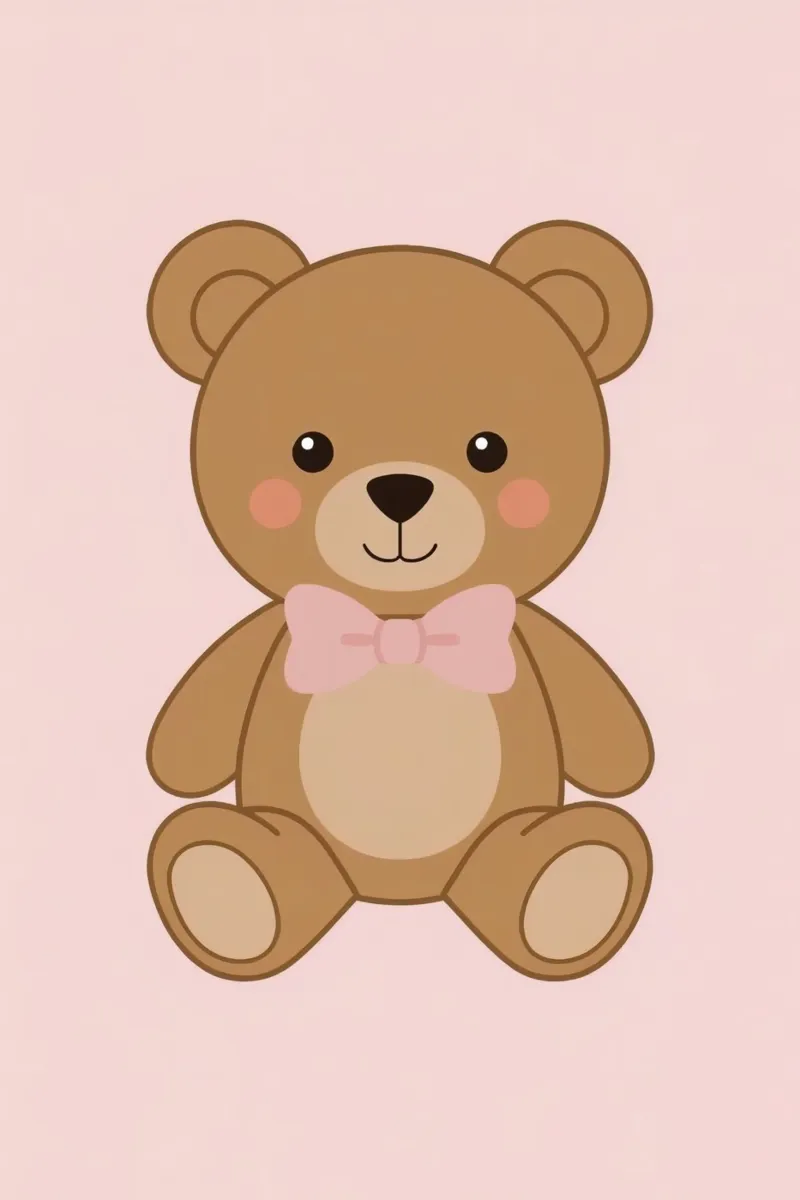 Orsetto carino dei cartoni animati con papillon rosa su sfondo rosa poster da DesignDoodle