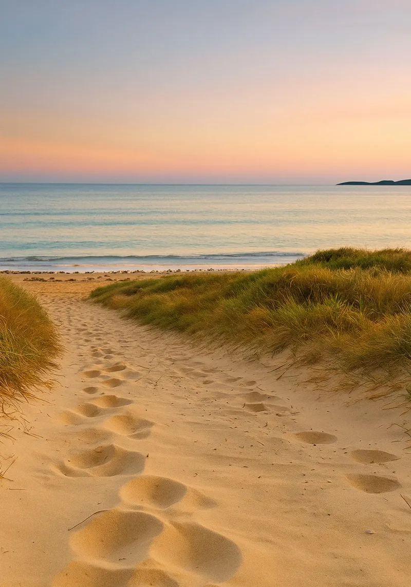spiaggia di sabbia oceano natura panorama poster con telaio in plastica da chinerei