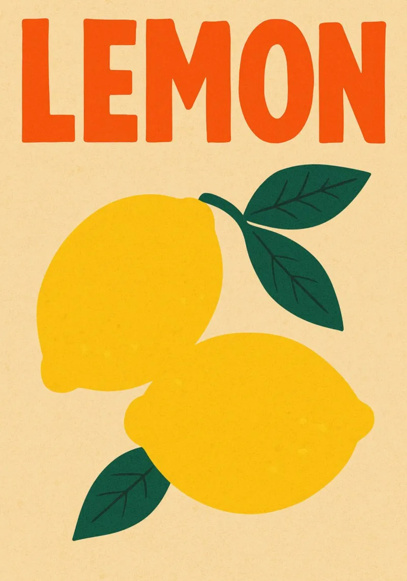 Agrumi Pop poster con telaio in alluminio da PurePeachStudio