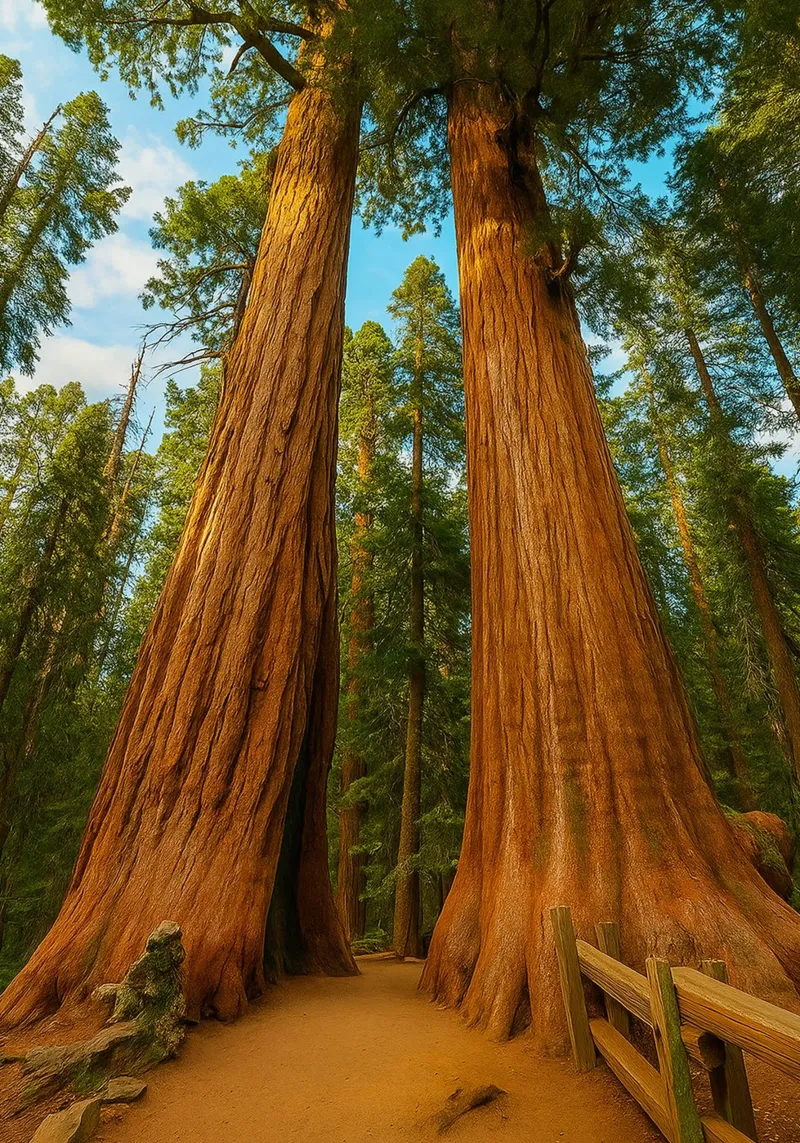 twee grote bomen in het bos natuurpanorama canvas met Baklijst van chinerei