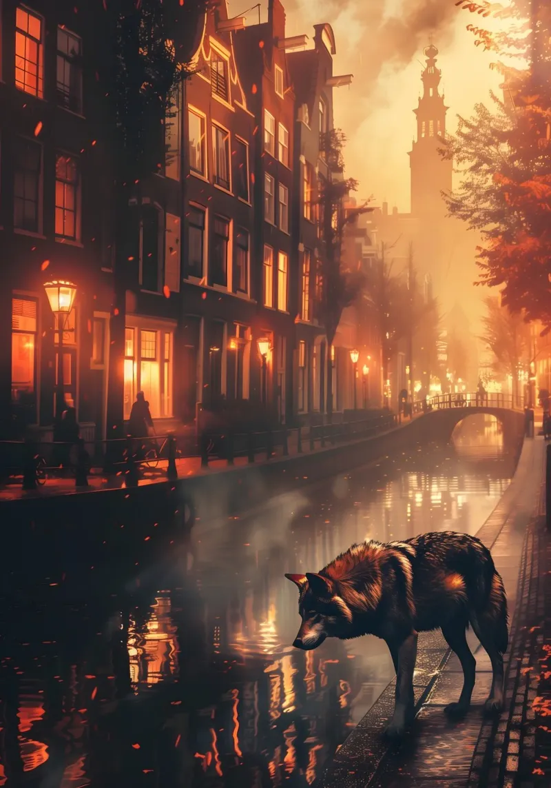 Amsterdam Wolf arte mistica e fantasy poster da WILD ART