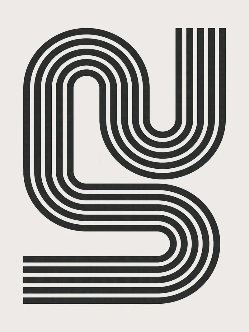 Linee minimaliste poster con telaio in legno da Rick Thompson