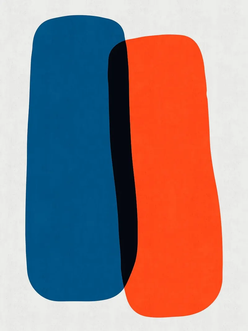 blu e rosso poster con telaio in plastica da Rick Thompson