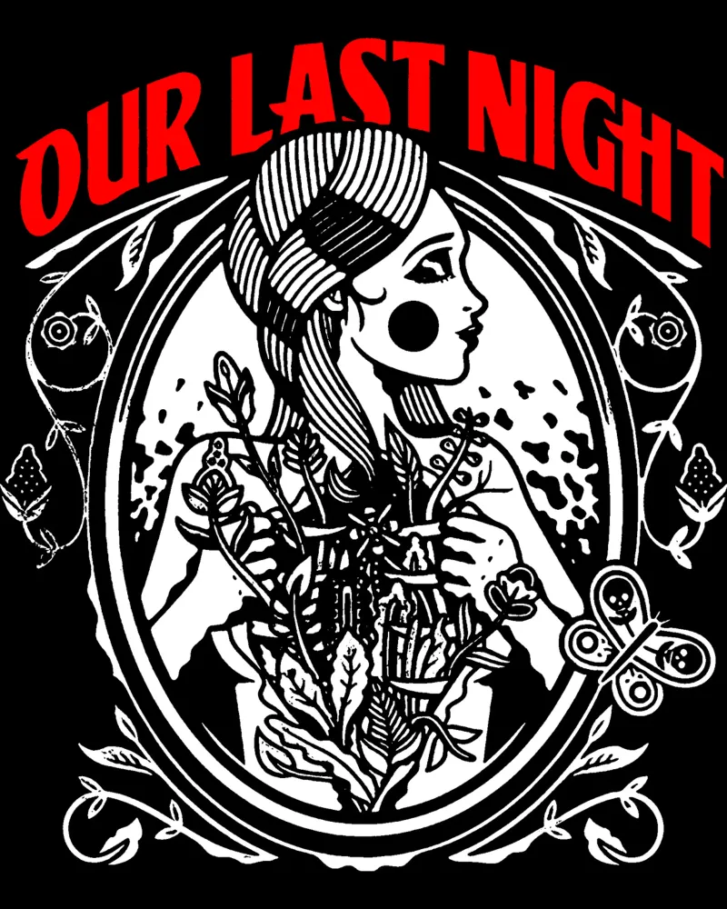 Maglietta classica Our Last NIght poster con telaio in legno da bloodstreetmagazine