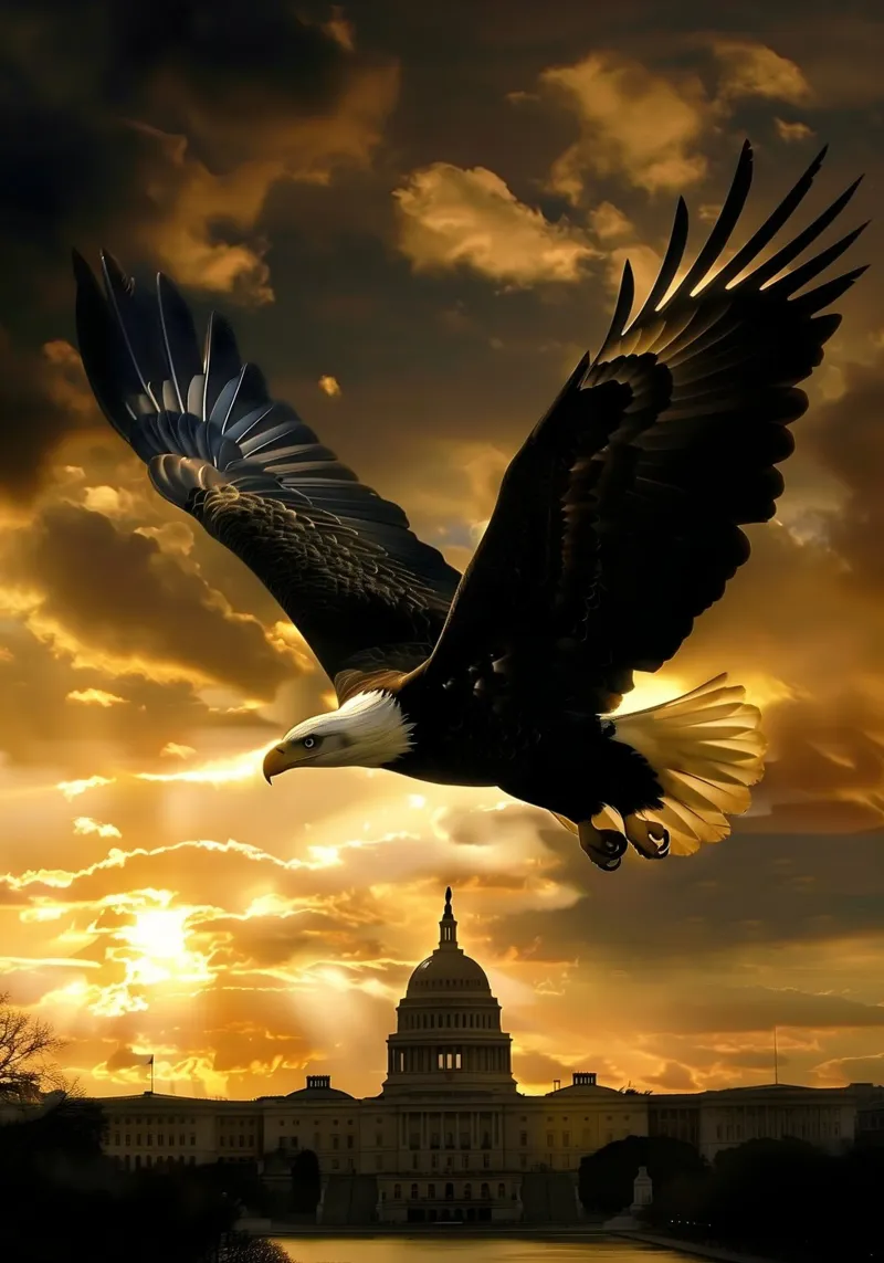 Adelaar Washington Capitool mystieke fantasiekunst canvas met Baklijst van WILD ART