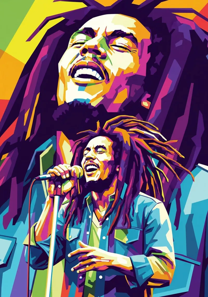 Bob Marley the legend of reggae music canvas with Floater frame by Hantamrata