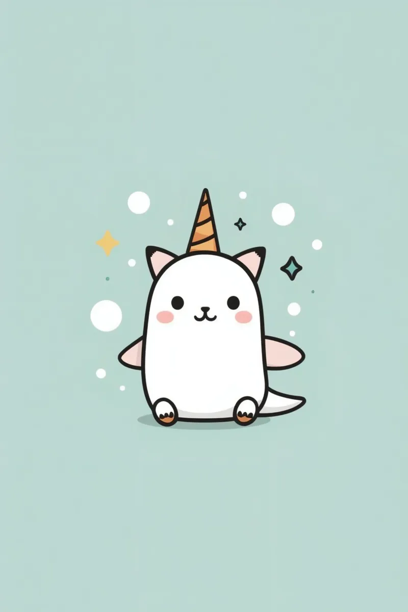 Chat blanc mignon avec une corne de licorne toile avec Caisse américaine de DesignDoodle