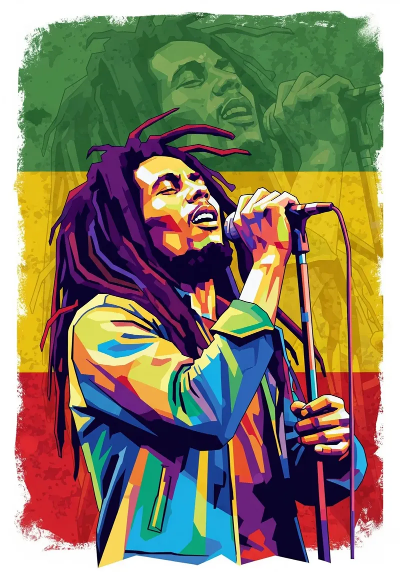 Stile Bob Marley poster con telaio in legno da Hantamrata