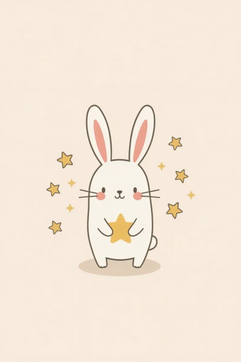 Mignon lapin blanc tenant une étoile toile avec Caisse américaine de DesignDoodle