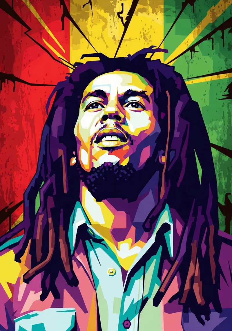 Icoon reggaemuziek - Bob Marley canvas met Baklijst van Hantamrata