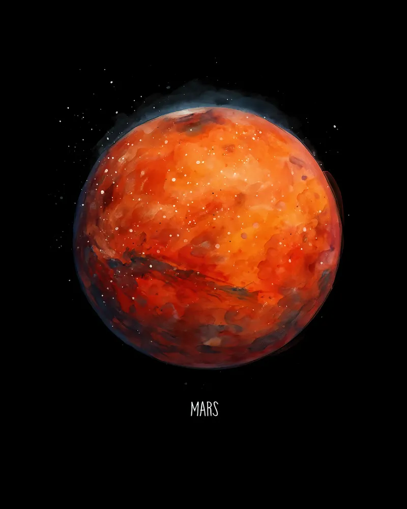 The Red Planet: Mars Watercolor poster van BadrBrand