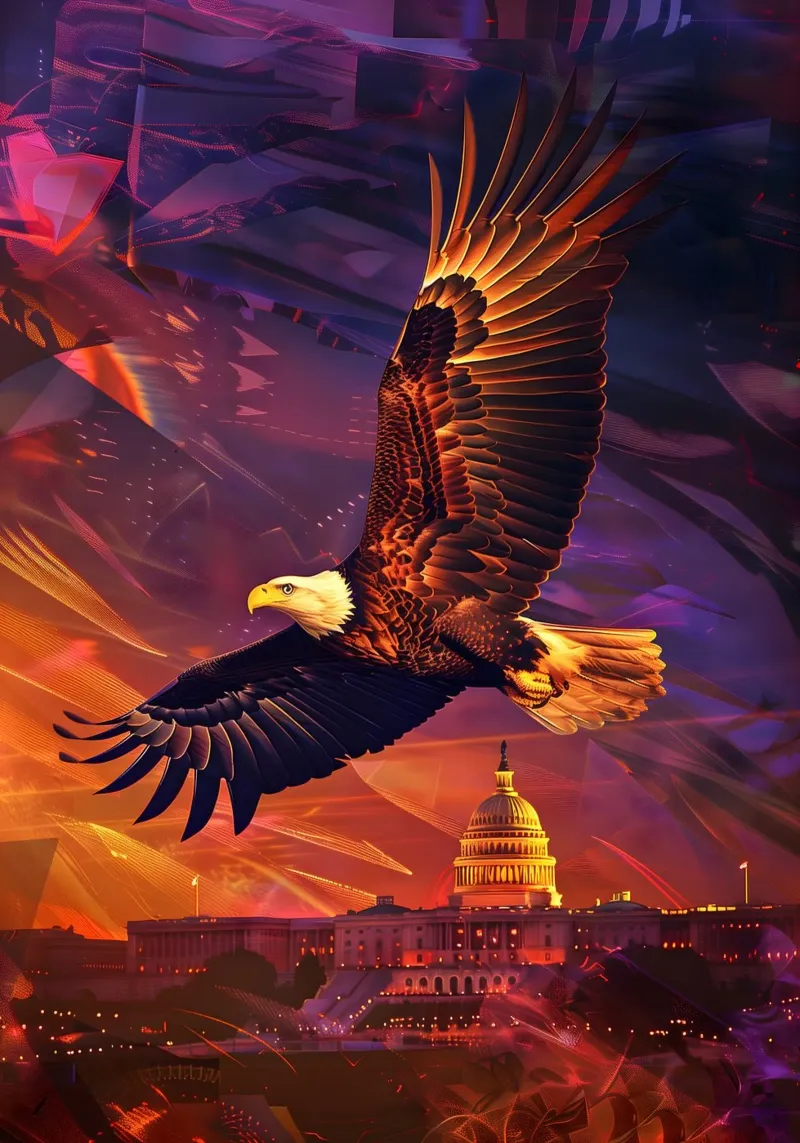 Bald eagle Washington mystical fantasy art canvas with Floater frame by WILD ART