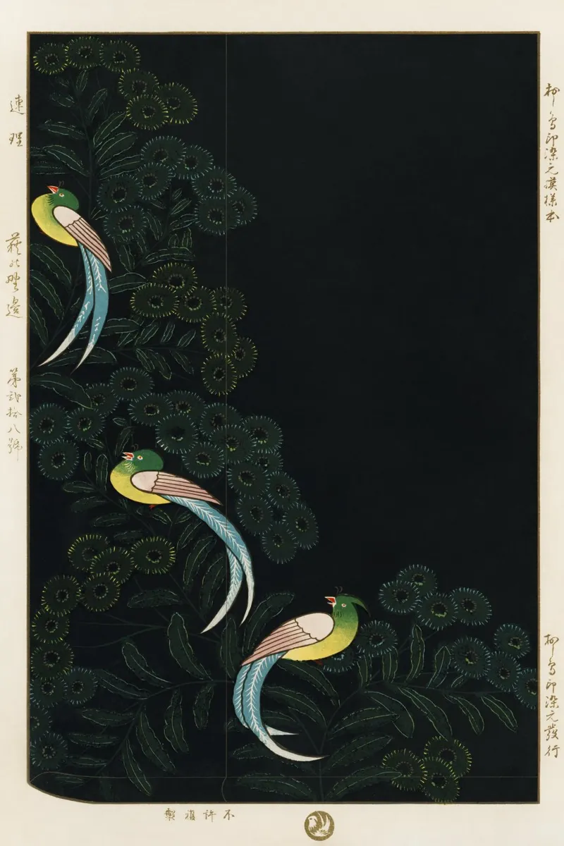 three colorful birds canvas with Floater frame by vintageshop