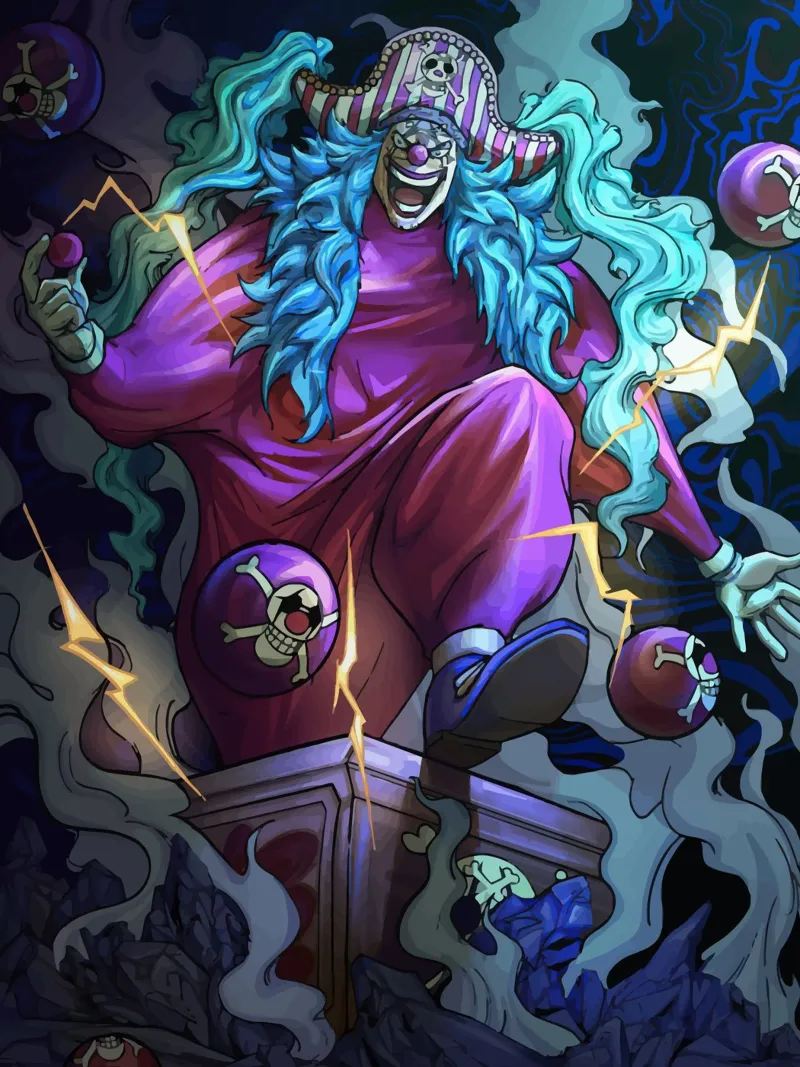 Buggy Yonkou One Piece poster con telaio in plastica da Dumery Art
