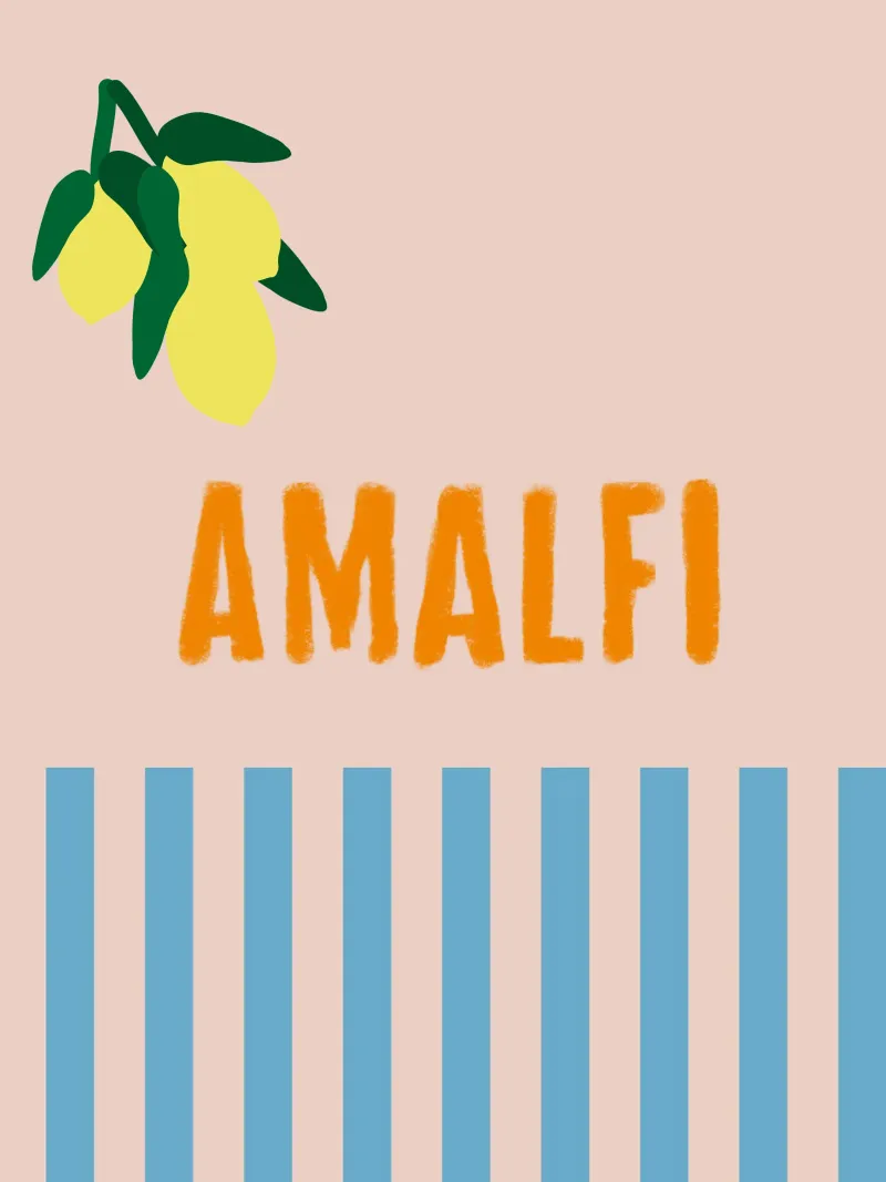 Amalfi Zitronen Auf Blau Gestreifte Leinwand mit Schattenfugenrahmen von Alisa Knöß