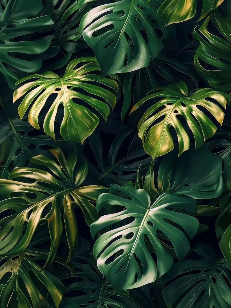 Foglia di Monstera verde oro poster da Fletcher M Henry