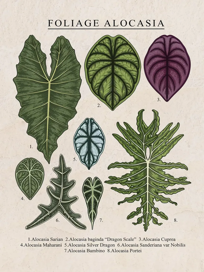 Fogliame Pianta di Alocasia tela con Cornice a cassetta da Fletcher M Henry
