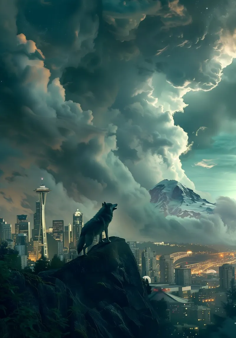 Lupo di Seattle arte mistica e fantasy tela con Cornice a cassetta da WILD ART